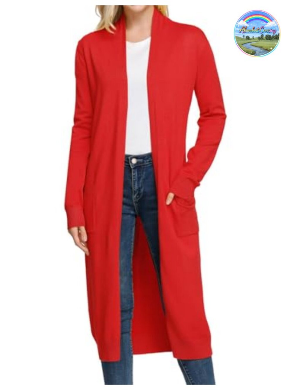 Open Front Maxi Long Knitted Cardigan Sweater with Pockets